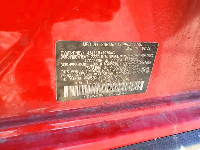 2022 SUBARU CROSSTREK PREMIUM  