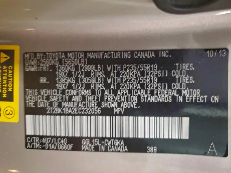 2014 LEXUS RX 350 BASE  