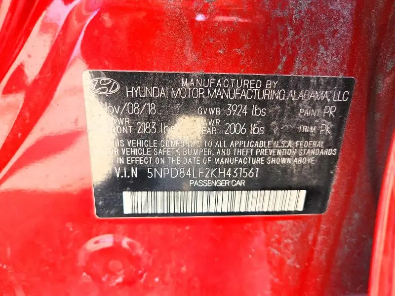 2019 HYUNDAI ELANTRA SEL  