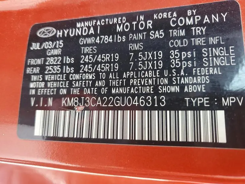 2016 HYUNDAI TUCSON SPORT  