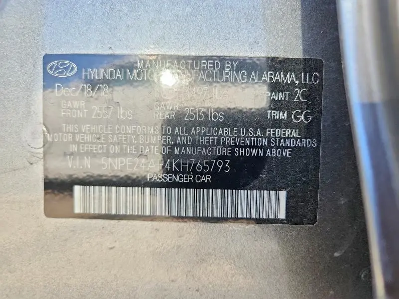 2019 HYUNDAI SONATA SE  