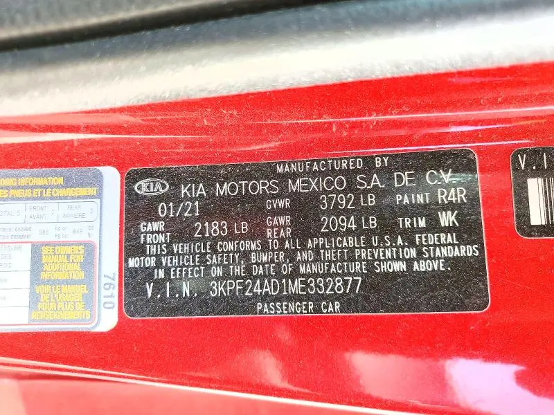 2021 KIA FORTE LXS  