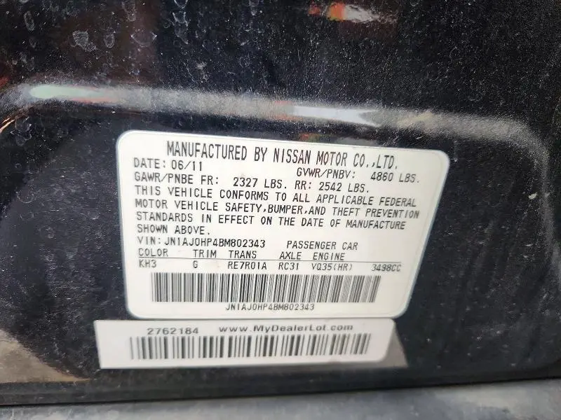 2011 INFINITI EX35 BASE  