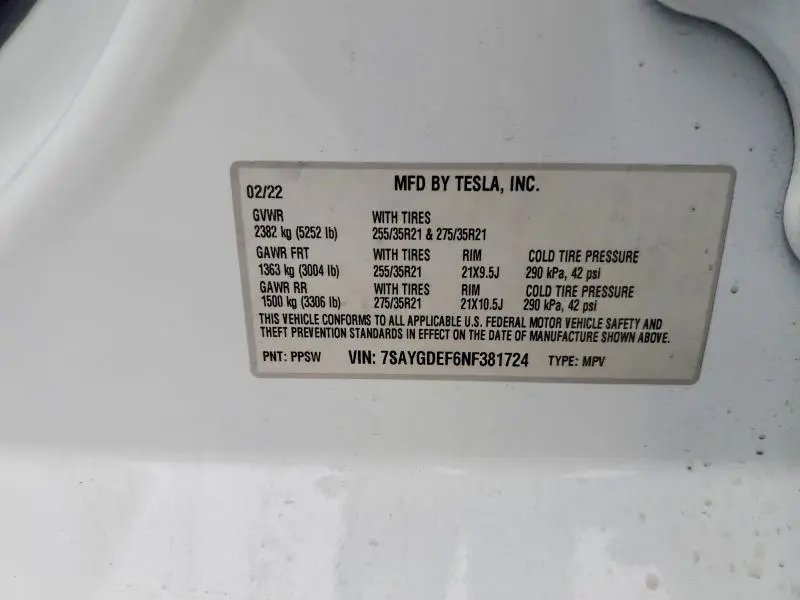 2022 TESLA MODEL Y   