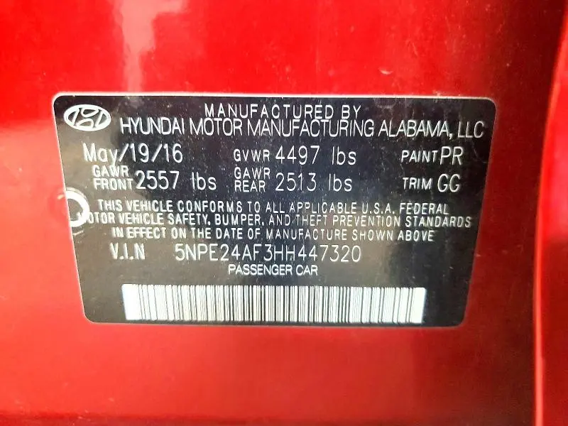 2017 HYUNDAI SONATA SE  