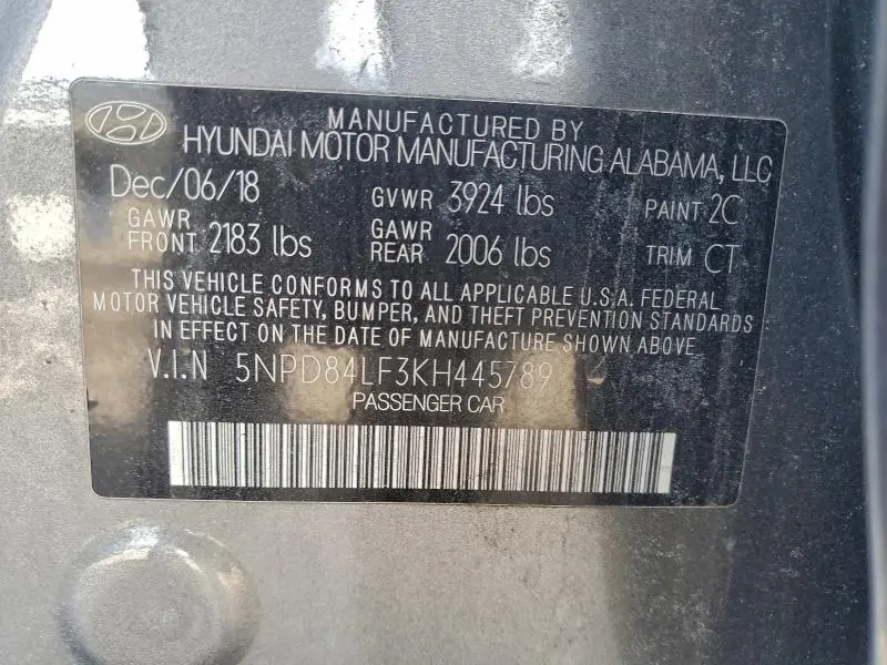 2019 HYUNDAI ELANTRA   