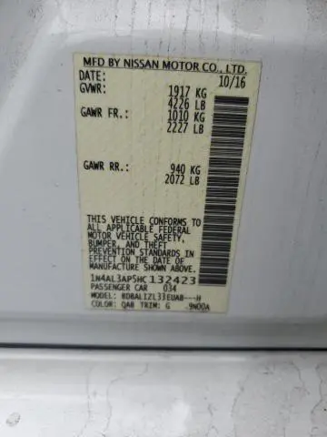 2017 NISSAN ALTIMA 2.5  