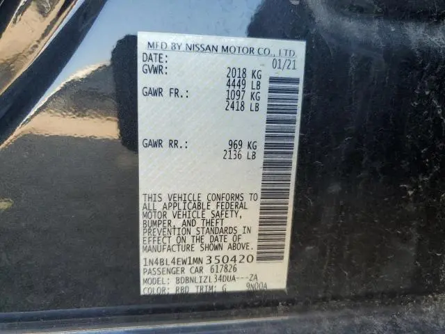 2021 NISSAN ALTIMA SL  