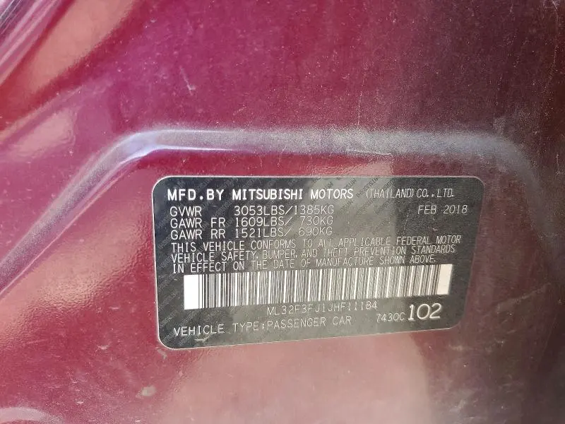 2018 MITSUBISHI MIRAGE   