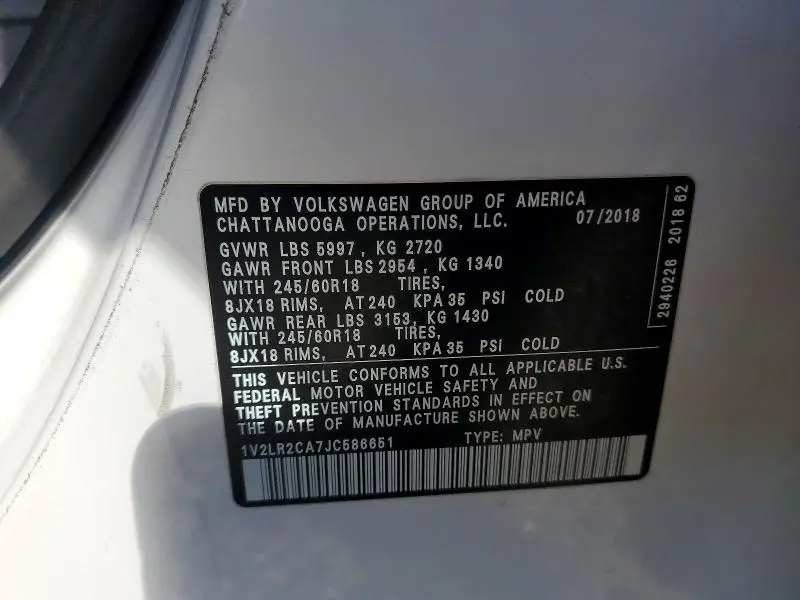 2018 VOLKSWAGEN ATLAS SE  