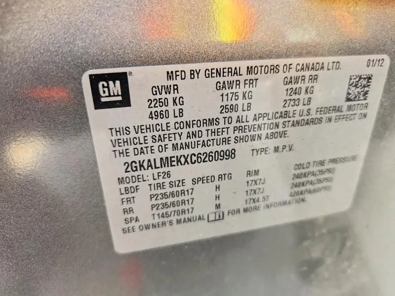 2012 GMC TERRAIN SLE  