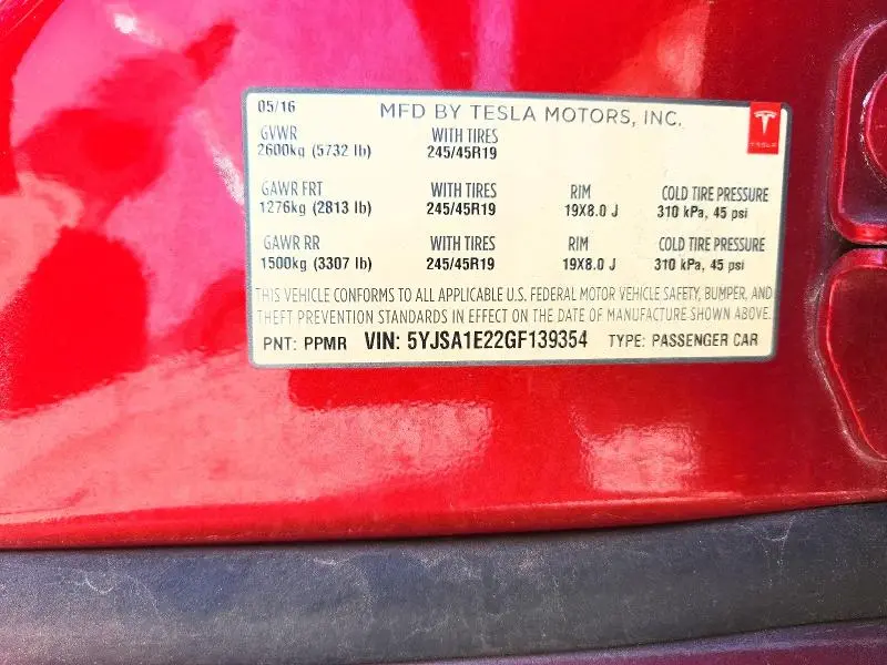 2016 TESLA MODEL S   