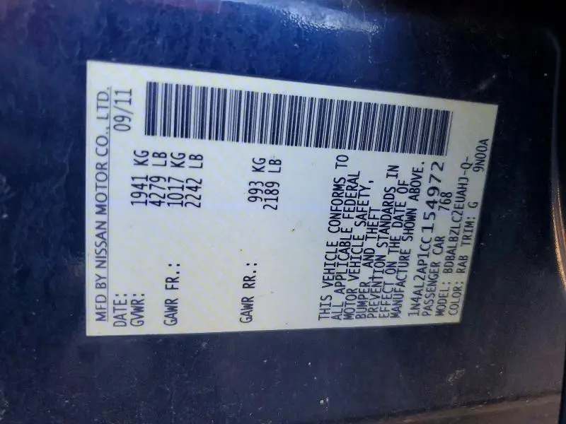 2012 NISSAN ALTIMA 2.5  