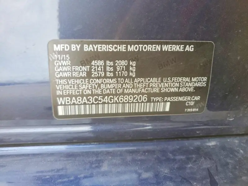 2016 BMW 320 XI  