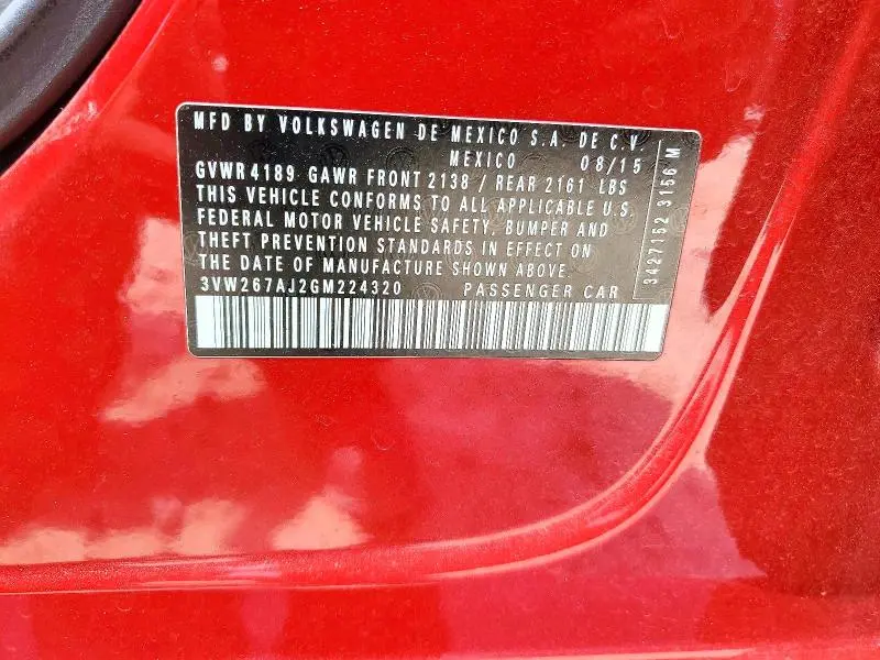 2016 VOLKSWAGEN JETTA S  