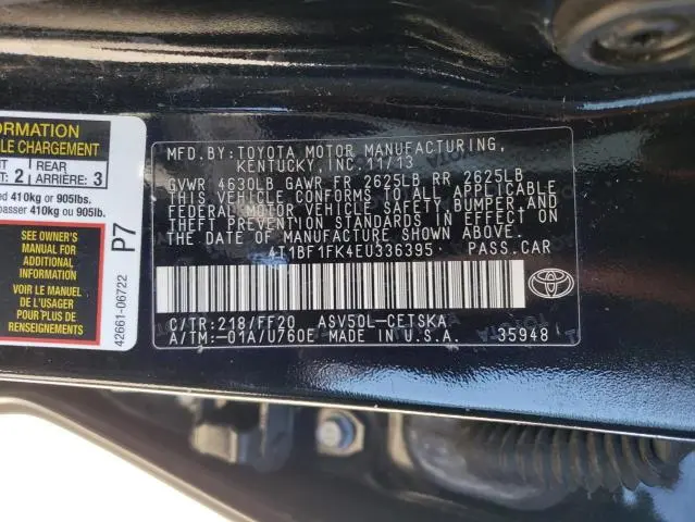 2014 TOYOTA CAMRY L  