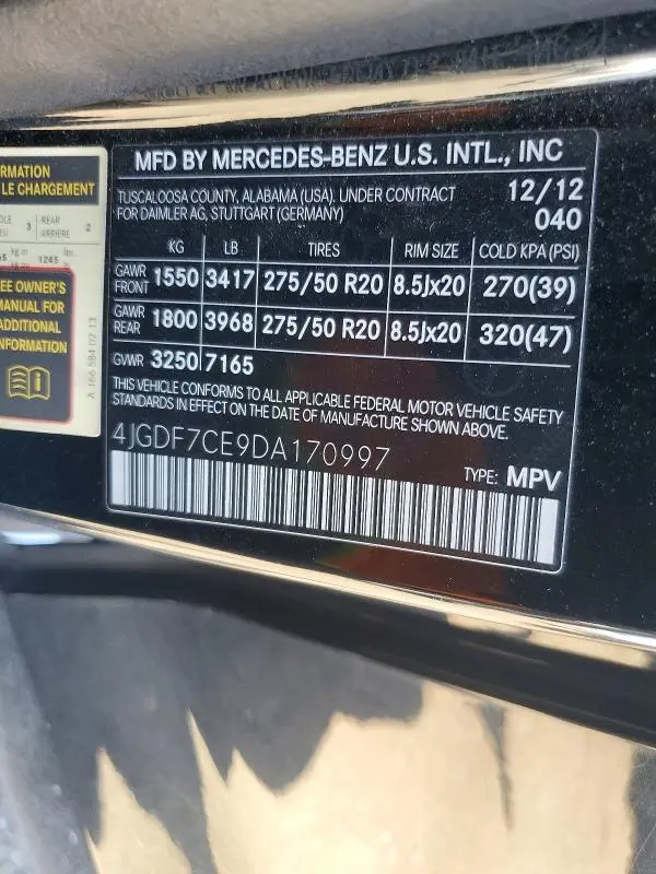 2013 MERCEDES-BENZ GL 450 4MATIC  