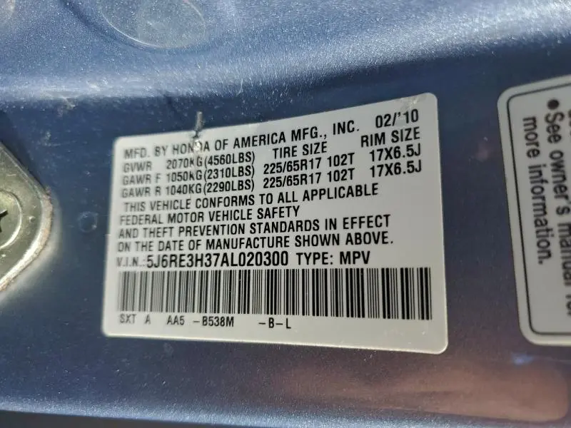 2010 HONDA CR-V LX  