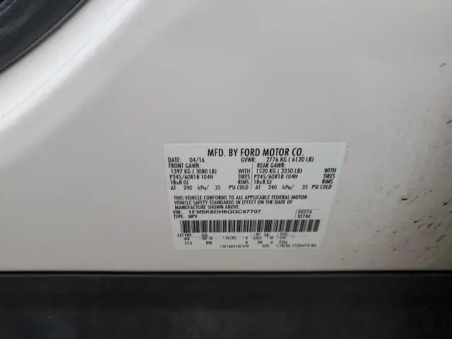 2016 FORD EXPLORER XLT  