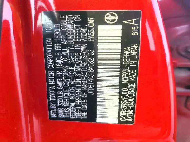 2011 TOYOTA YARIS BASE  