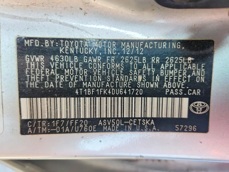 2013 TOYOTA CAMRY SE  