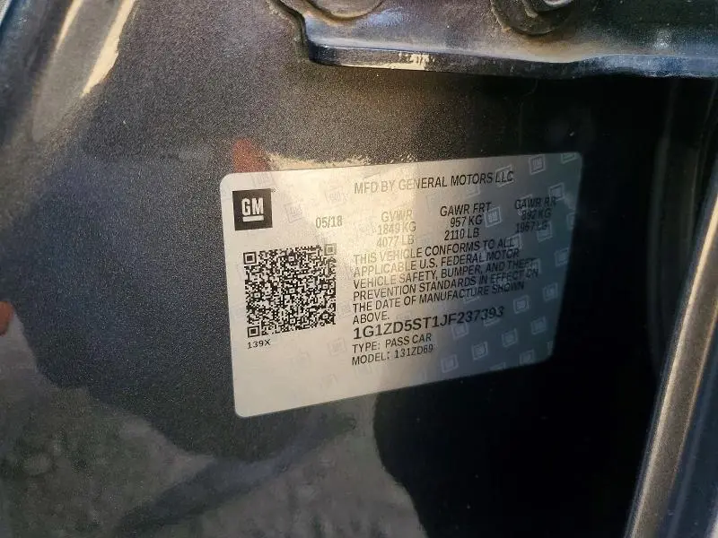 2018 CHEVROLET MALIBU LT  