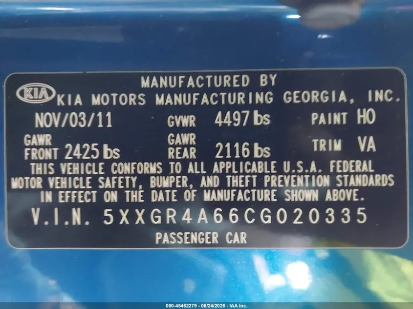 2012 KIA OPTIMA SX