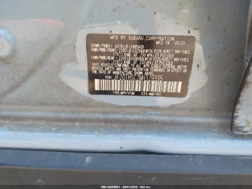 2021 SUBARU CROSSTREK SPORT