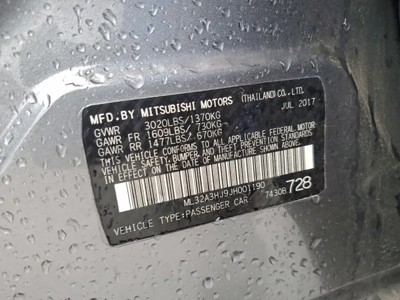 2018 MITSUBISHI MIRAGE ES  