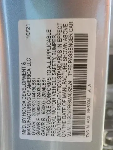 2021 HONDA ACCORD TOURING  