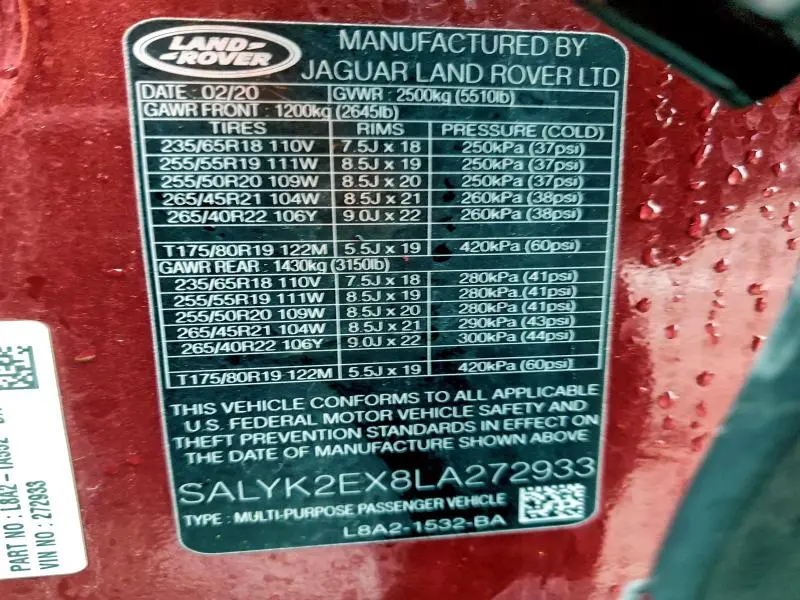 2020 LAND ROVER RANGE ROVER VELAR R-DYNAMIC S  