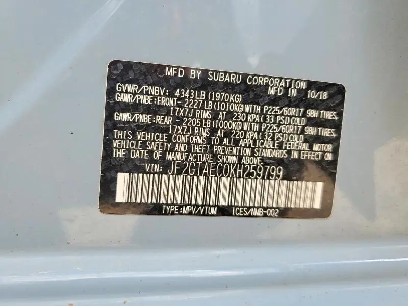 2019 SUBARU CROSSTREK PREMIUM  