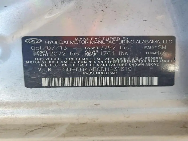 2013 HYUNDAI ELANTRA GLS  