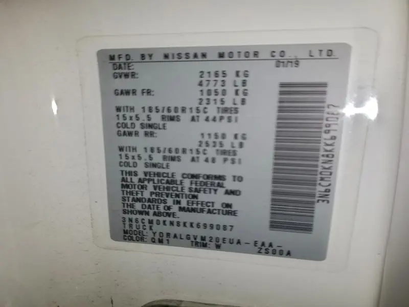 2019 NISSAN NV200 2.5S  