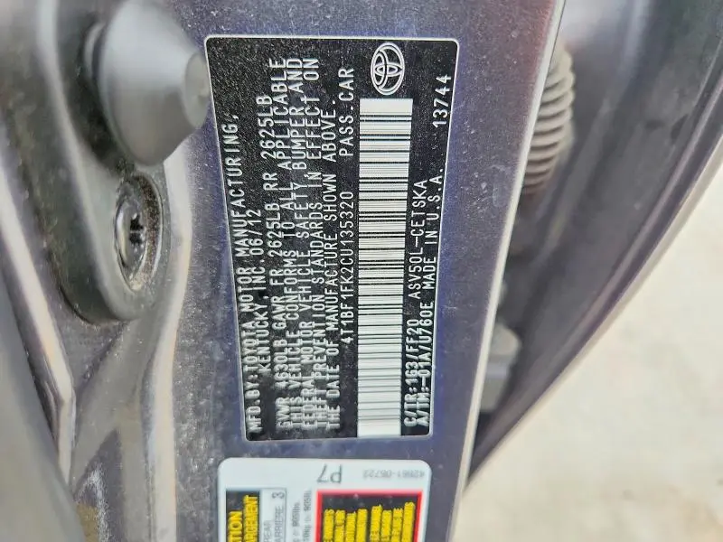 2012 TOYOTA CAMRY SE  