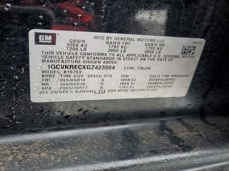 2016 CHEVROLET SILVERADO K1500 LT  