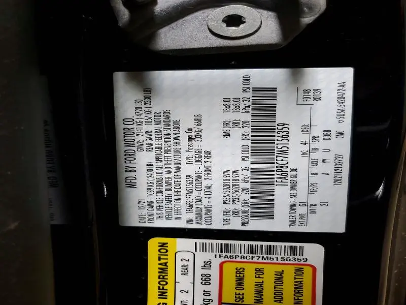 2021 FORD MUSTANG GT  