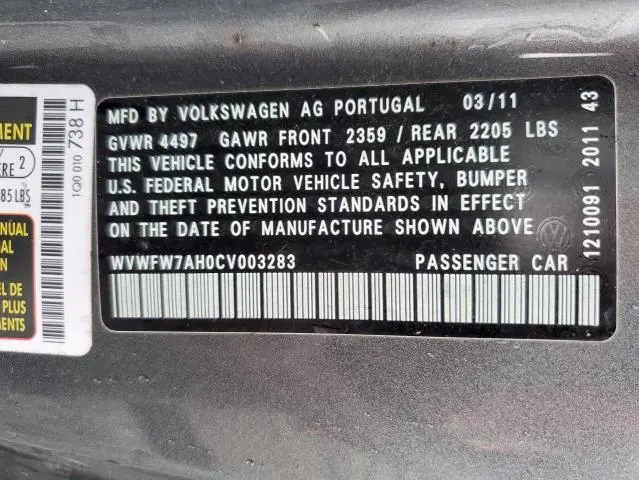 2012 VOLKSWAGEN EOS LUX  