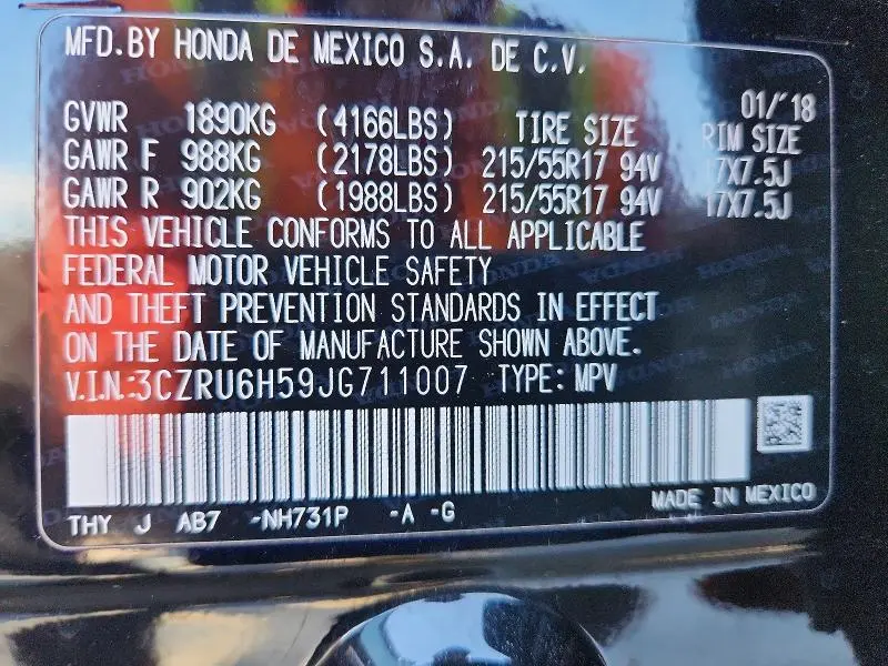 2018 HONDA HR-V EX  