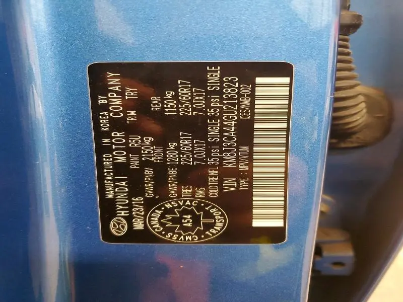 2016 HYUNDAI TUCSON LIMITED  