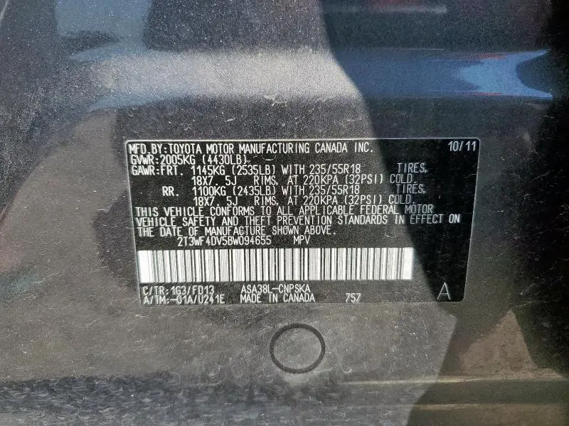 2011 TOYOTA RAV4 SPORT  