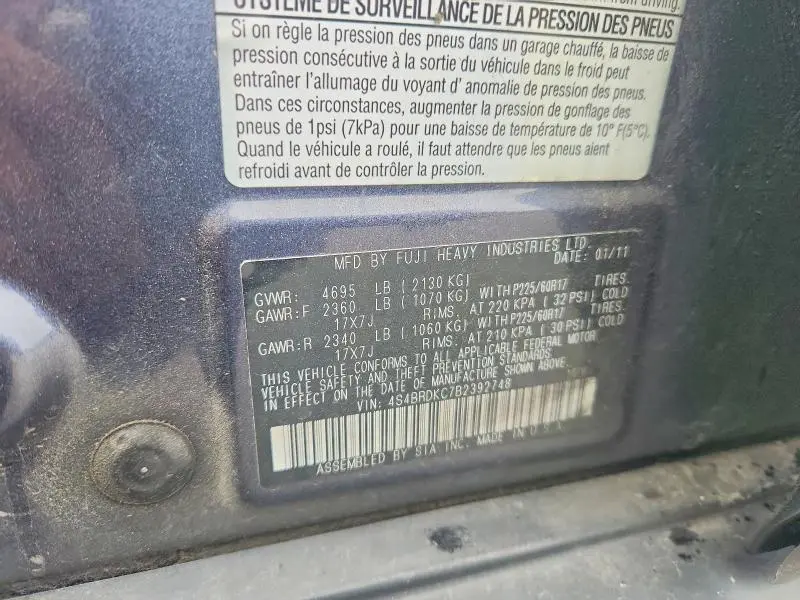 2011 SUBARU OUTBACK 3.6R LIMITED  