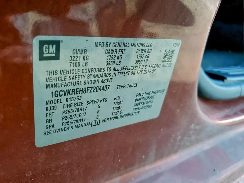 2015 CHEVROLET SILVERADO K1500 LT  