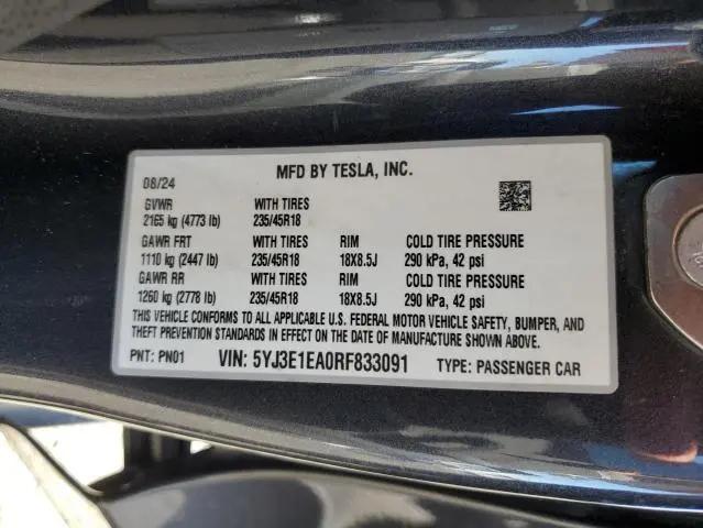 2024 TESLA MODEL 3   