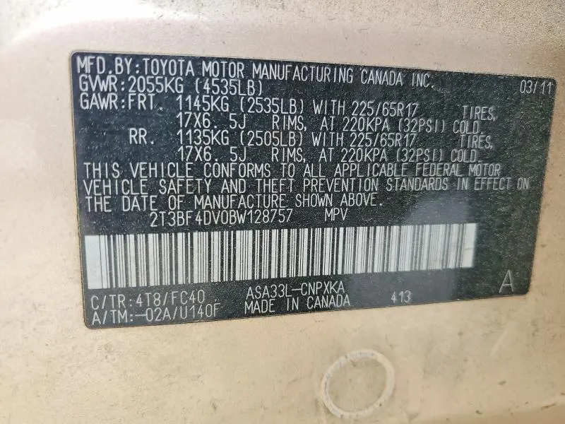 2011 TOYOTA RAV4 BASE  