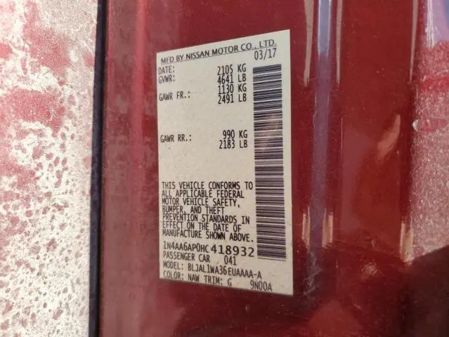2017 NISSAN MAXIMA 3.5S  