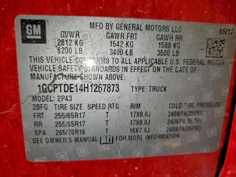 2017 CHEVROLET COLORADO Z71  