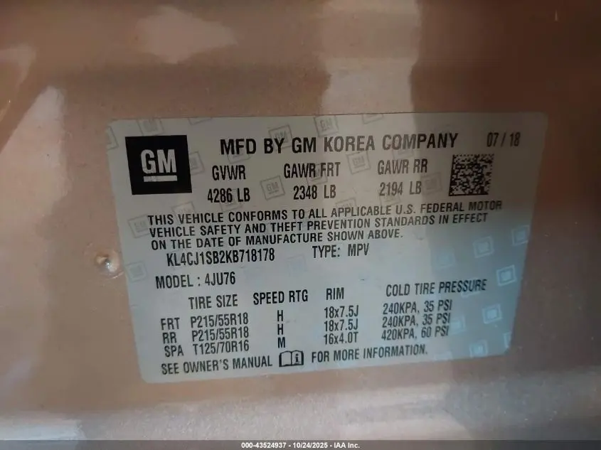 2019 BUICK ENCORE FWD SPORT TOURING