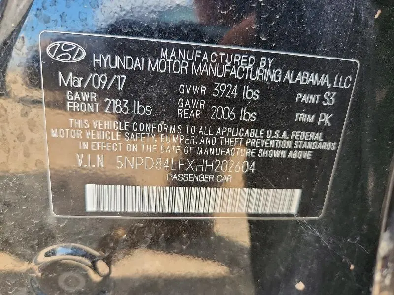 2017 HYUNDAI ELANTRA LIMITED  