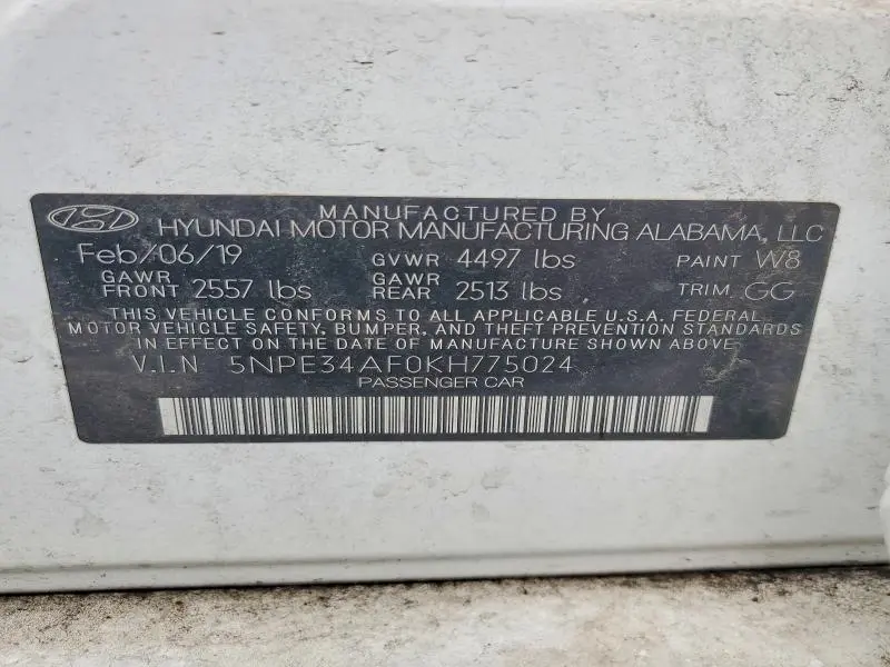 2019 HYUNDAI SONATA SEL  